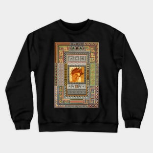 ANTIQUE ROMAN WOMAN PORTRAIT WITH POMPEII MOSAICS PATCHWORK Crewneck Sweatshirt